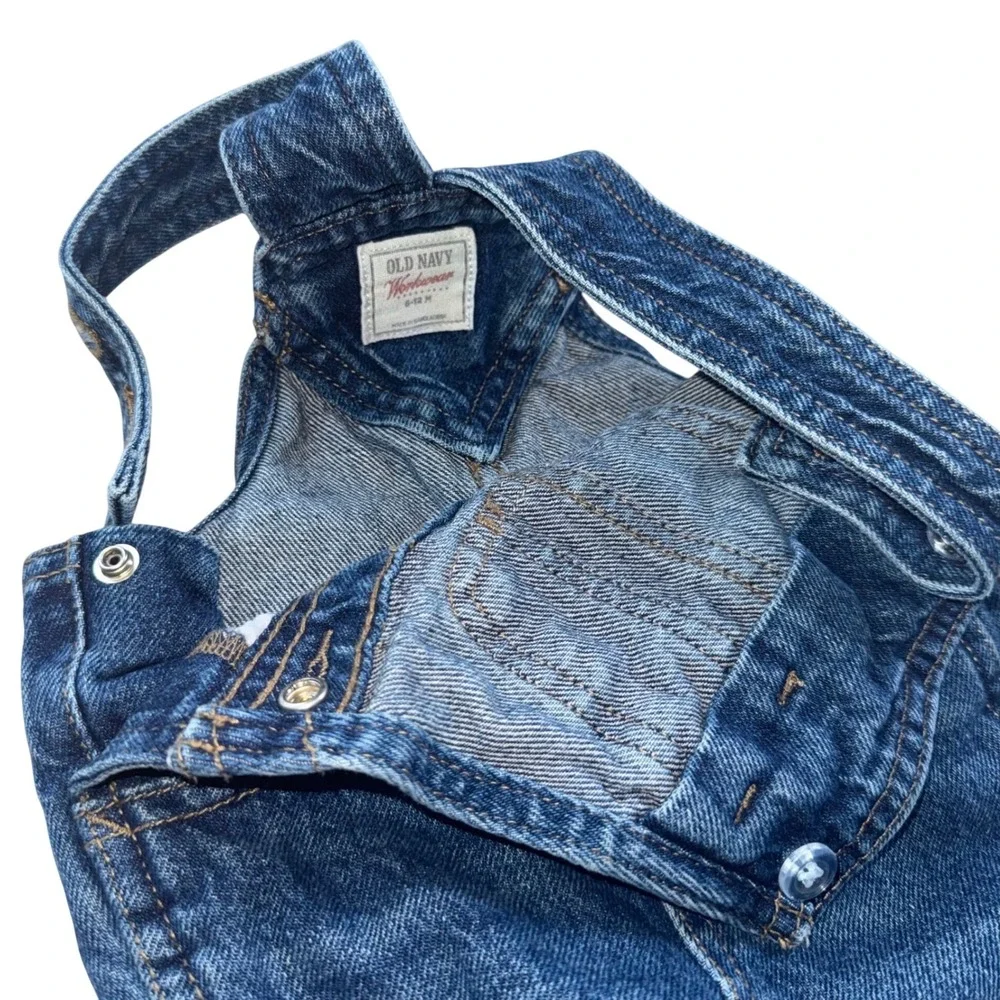 Old Navy‎ Workwear Baby 100% Cotton Denim Overalls Unisex BUNDLE 6-12M & 12-18M